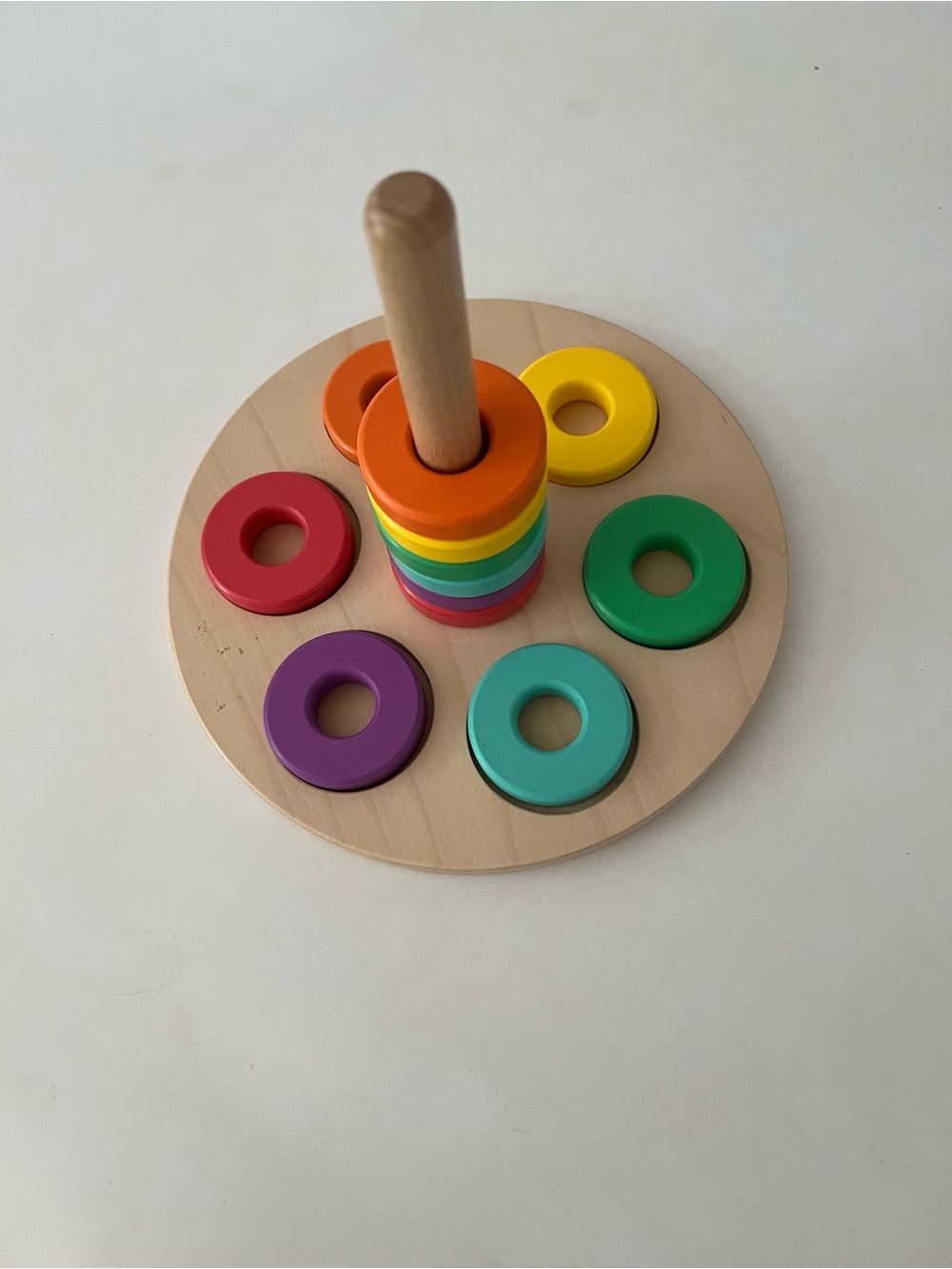 Lovevery Wooden Rainbow Stacking Ring Toy - Multicolor
